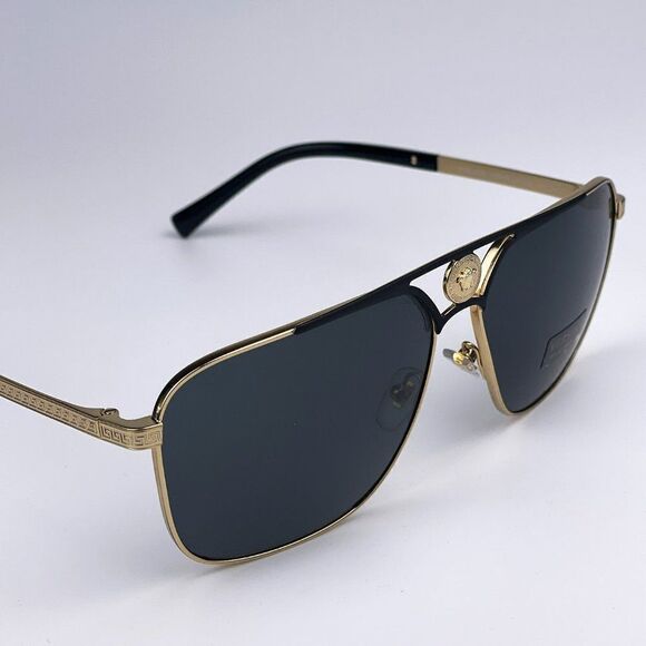 NEW Versace VE2238 143687 Gold Matte Black Gray Rectangle Metal Unisex Sunglasse main image 4